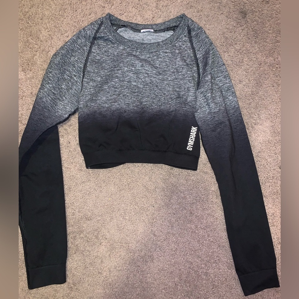 Gymshark Women’s Adapt Ombré Seamless Long Sleeve Crop Top - Black / Black Marl